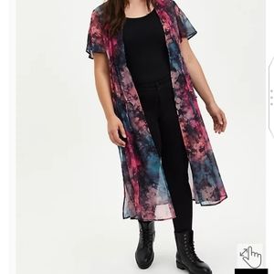 🆕TIE DYE CHIFFON TIE-FRONT KIMONO